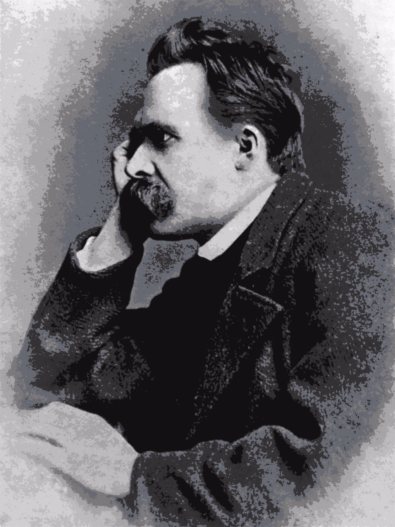 Black-and-white portrait of Friedrich Nietzsche