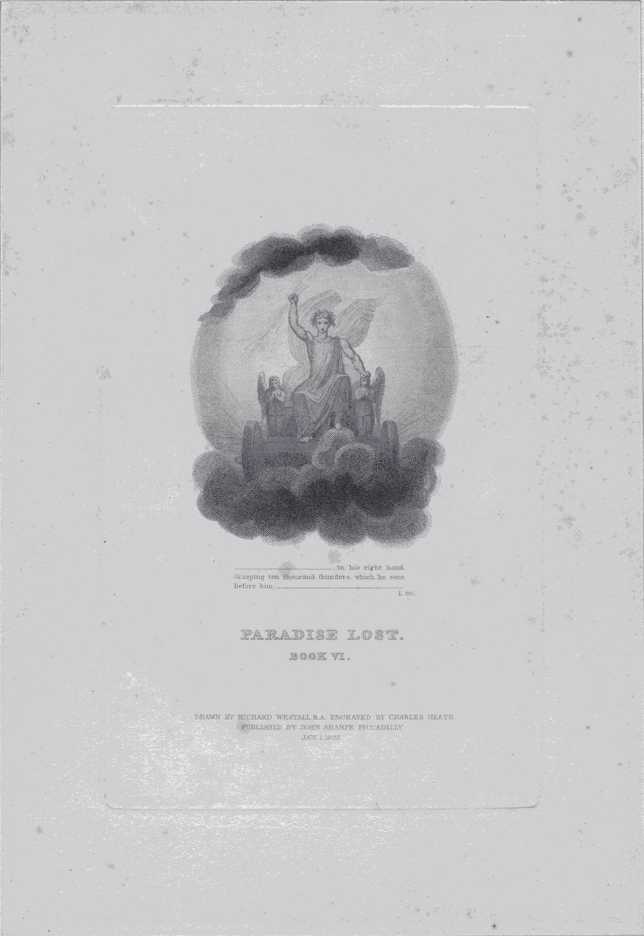 An engraved scene from Paradise Lost
