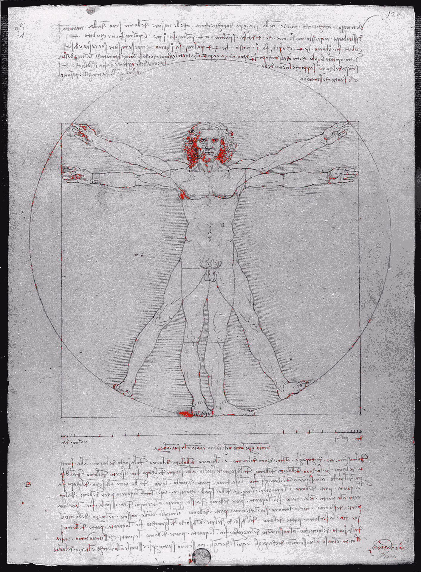 Omul Vitruvian desenat de Leonardo da Vinci